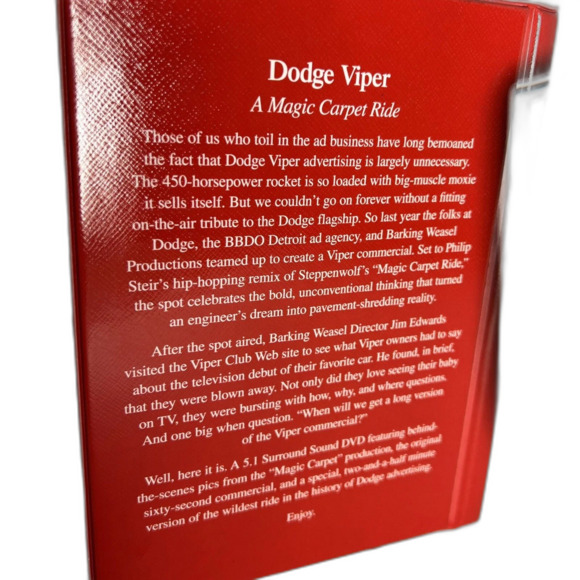 Dodge Viper “A Magic Carpet Ride” Promotional DVD rare - Picture 3 of 3